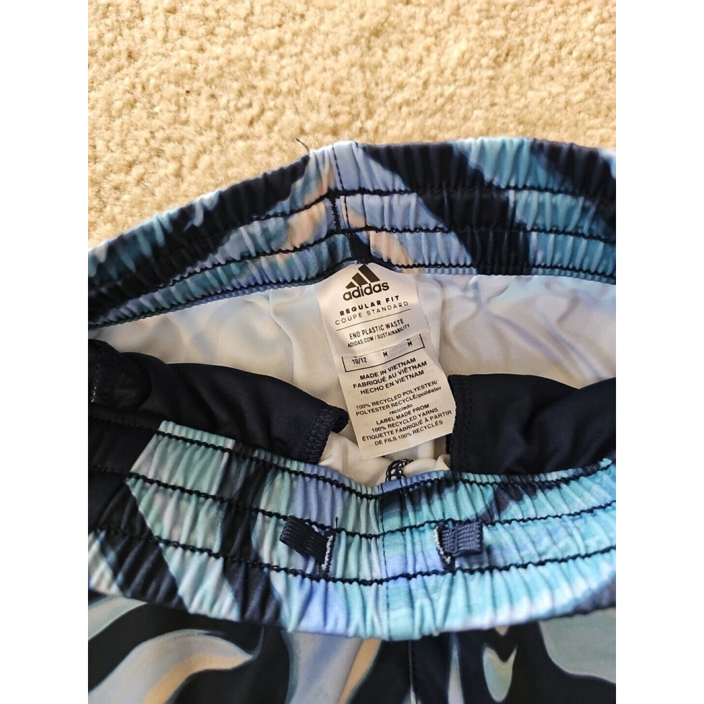Adidas Boys Drawstring Aeroready Elastic Waistband Hyper Real Shorts Blue MEDIUM - Picture 3 of 5
